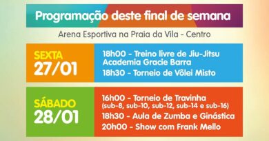 Toda a programação é oferecida de forma gratuita na grande arena com refletores montada na parte central da praia da Vila.