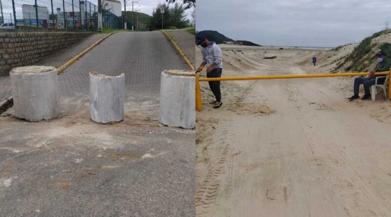 Acessos ao Canto da Vila e à Praia de ibiraquera fechados para veículos.