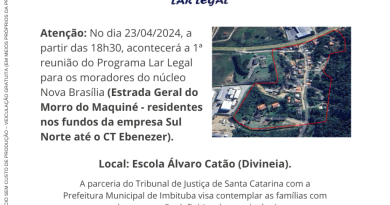 Nesta terça (23): Prefeitura fará reunião do programa Lar Legal para moradores de quatro comunidades de Imbituba